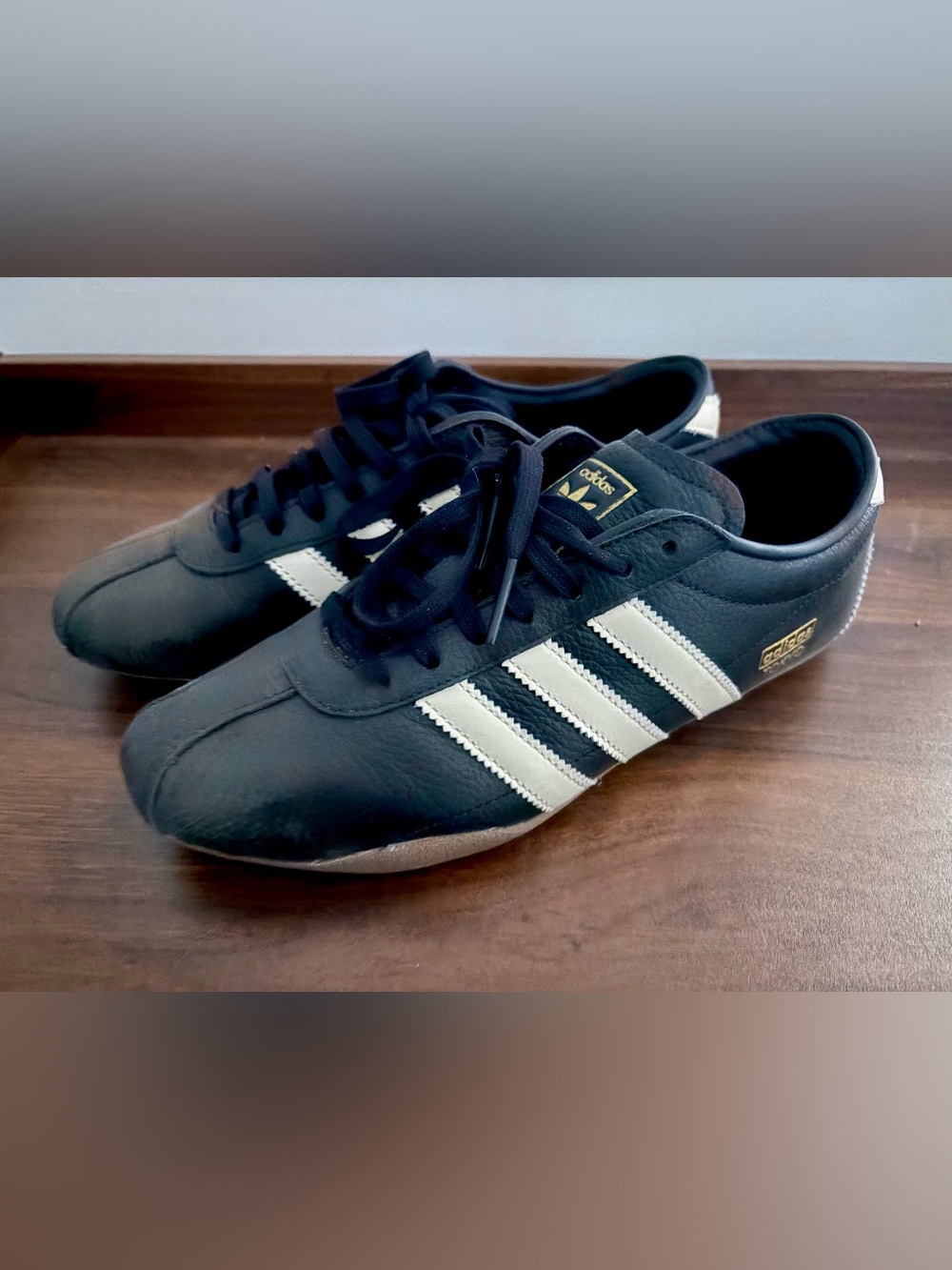 adidas Tokyo Sneaker in Black and White with Gold Logo